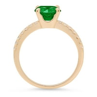 Vjenčani prsten okruglog reza od 18k zelenog smaragda u žutom zlatu od 18k, veličina 10,25