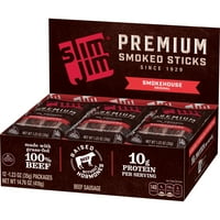 Slim Jim Premium Smokehouse Original dimljenog mesa, 1. Oz. 12-čelnički