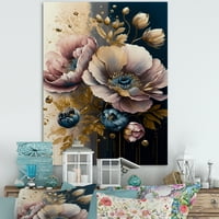 DesignArt podebljani ružičasti i plavi mak cvjetovi II platno zidna umjetnost