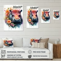 Designart Slatka hippo cvjetna umjetnost platna zidna umjetnost