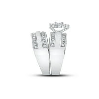 Čvrsto sterling srebro njegov i njezin okrugli dijamantski pasijans koji odgovara par tri prstena svadbeni zaručnički