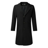 Crna Muška jakna Plus size muški zimski kaput s reverom s dugim rukavima kožna jakna s podstavom Vintage izolirani