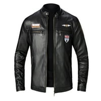 Zimski crni muški jesenski novi stil vitka kožna jakna modni motociklistički kaput