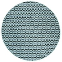 Geometrijska prugasta pamučna prostirka, Tirkizno plava i Crna, okrugla 6' 6'