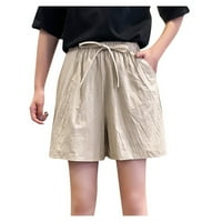 Ljetne kratke hlače za žene, modne rastezljive kratke hlače visokog struka, Ležerne široke kratke hlače s džepovima