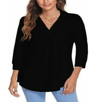 Cindysus Womens Top v Neck bluza pulover Bagggy labava košulja s tunikom Street casual crna 2xl