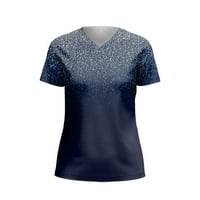 Ženske vrhove bluze modni grafički otisci s kratkim rukavima Žene majice V-izrez ljetna tunika tinejdžera plava