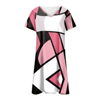 Ženska casual tiskana prsluk kratka haljina labava plaža suknja ženska haljina, ružičasta, xxl, 95% poliester,