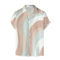 Muške košulje casual elegantne majice pruga 3d digitalni gumb za ispis rever kratke rukave grafički y2k