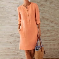 Ljetne haljine za žene Solid Henley Shift Dužina koljena seksi rukava dnevna haljina narančasta xxl