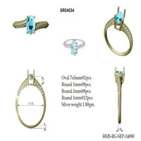 1. CTS ovalno plavi topaz sterling srebro zlato Vermeil pasijans naglasak za zaručnički prsten Halo Halo