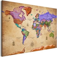 & Rastegnuto platno umjetnost karte svijeta-šareno putovanje široko razvučeno uokvireno platno spremno za vješanje
