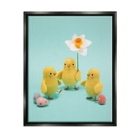 Stupell Industries Spring Chicks Cvjetna uskrsna jaja praznična fotografija Crni plutač uokviren umjetnički print