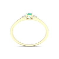 Carski dragulj žuto zlato 10K osmerokutnog reza Smaragd s dijamantom od 1 10K ženski prsten
