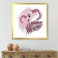 DesignArt 'Pink Flamingo u tropskom ljetu I' tradicionalni uokvireni umjetnički tisak
