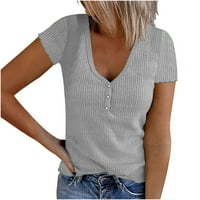 Ljetni vrhovi za žene trendi kratki rukavi labavi udobne majice tunika casual vrhovi bluze solidne boje lagana