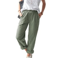Ženske Ležerne jednobojne hlače s džepovima elastični pojas udobne ravne hlače