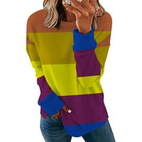 Jesenski ženska majica sa ekranom u boji blok Fanxing, casual pulover slobodnog rezanja s okruglog izreza i dugih