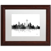 Zaštitni znak likovna umjetnost Seattle Washington Skyline BG-1 Canvas Art by Marlene Watson, bijela mat, drveni