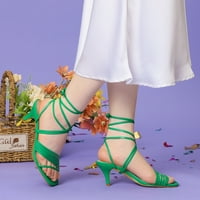 Jedinstveni prijedlozi ženske sandale na visoku petu s četvrtastim prstima s naramenicama na vezanje