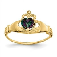 Primordijalno zlato, karatno žuto zlato, kubični cirkonij, lipanjski kamen, prsten u obliku srca Kladda