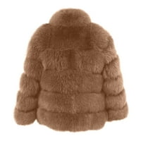 Absuyy Zimski kaputi za žene Fau Fur Dugi rukavac ležerna čvrsta boja bez kapuljača topla jakna Khaki Veličina