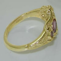 Ženski prsten za obljetnicu od 9K žutog zlata britanske proizvodnje s prirodnim ružičastim turmalinom-veličina