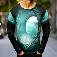 Muški modni casual sportovi apstraktni digitalni ispis okrugli vrat majica dugih rukava gornji muškarci majice