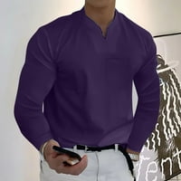 Muške majice s dugim rukavima, Muške Casual jednobojne sportske odjeće s izrezom u obliku slova A i dugim rukavima