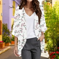 Ženski ležerni kardigan s cvjetnim printom s napuhanim rukavima šifonska široka bluza gornji dio jakne