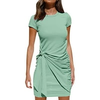 JPLZI Europska i američka suknja s okruglim vratom Suknja ljetna modna nepravilna haljina ženska osoba