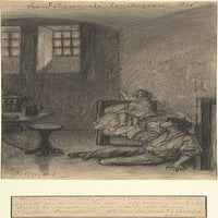Plakat Mladi komunari u zatvoru, gravura Gustava Courbeta