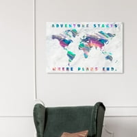 Wynwood Studio Maps and Flags Wall Art Canvas Print 'Adventures Pokrenite holografsku kartu' Svjetske karte -