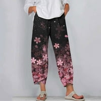 Women široke hlače za noge cvjetne tiskane lagane labave obrezane hlače ljetne udobne salon duge hlače