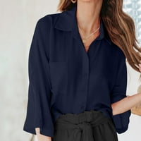 Košulje s gumbom za žene duge rukave bluze vrhove solidne jakne redovito fit cots ups hip fall odjeća poslovanje