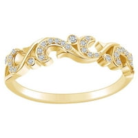 Karata okrugla bijela prirodna dijamantska filigranskog prstena 14K Čvrsto žuto zlato veličine veličine 10