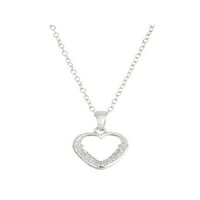 Bijeli CZ sterling srebrni privjesak u obliku srca u obliku srca, 18