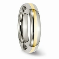 Polirani prsten od pravog titana sa žutim umetkom od 14 karata Veličina: 13; za odrasle i tinejdžere; za žene
